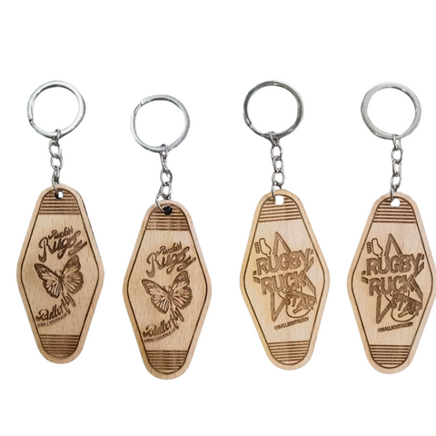 Butterfly & RuckStar Rugby Ball KEYRING