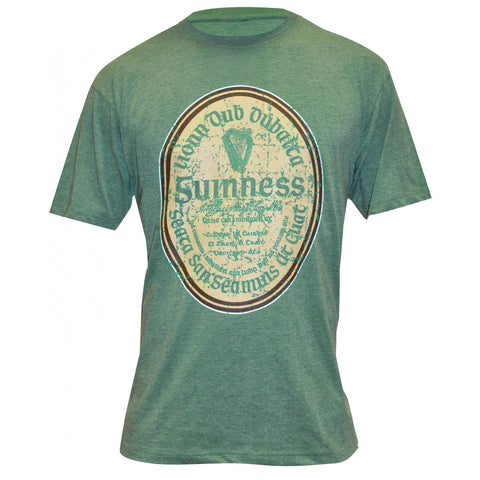 GUINNESS Green Distressed Gaelic Label Tee