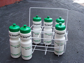 Water Bottles and Cage 6 28oz bottles with wire cage.